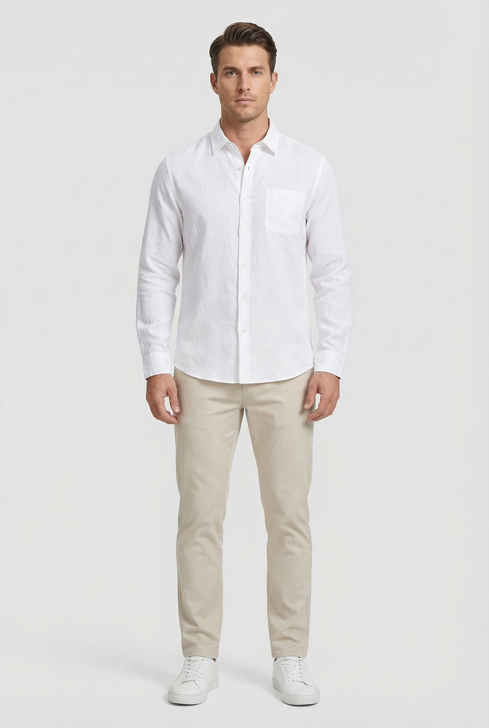 Men's Linen Shirt Lightweight Long Sleeve Relaxed Fit