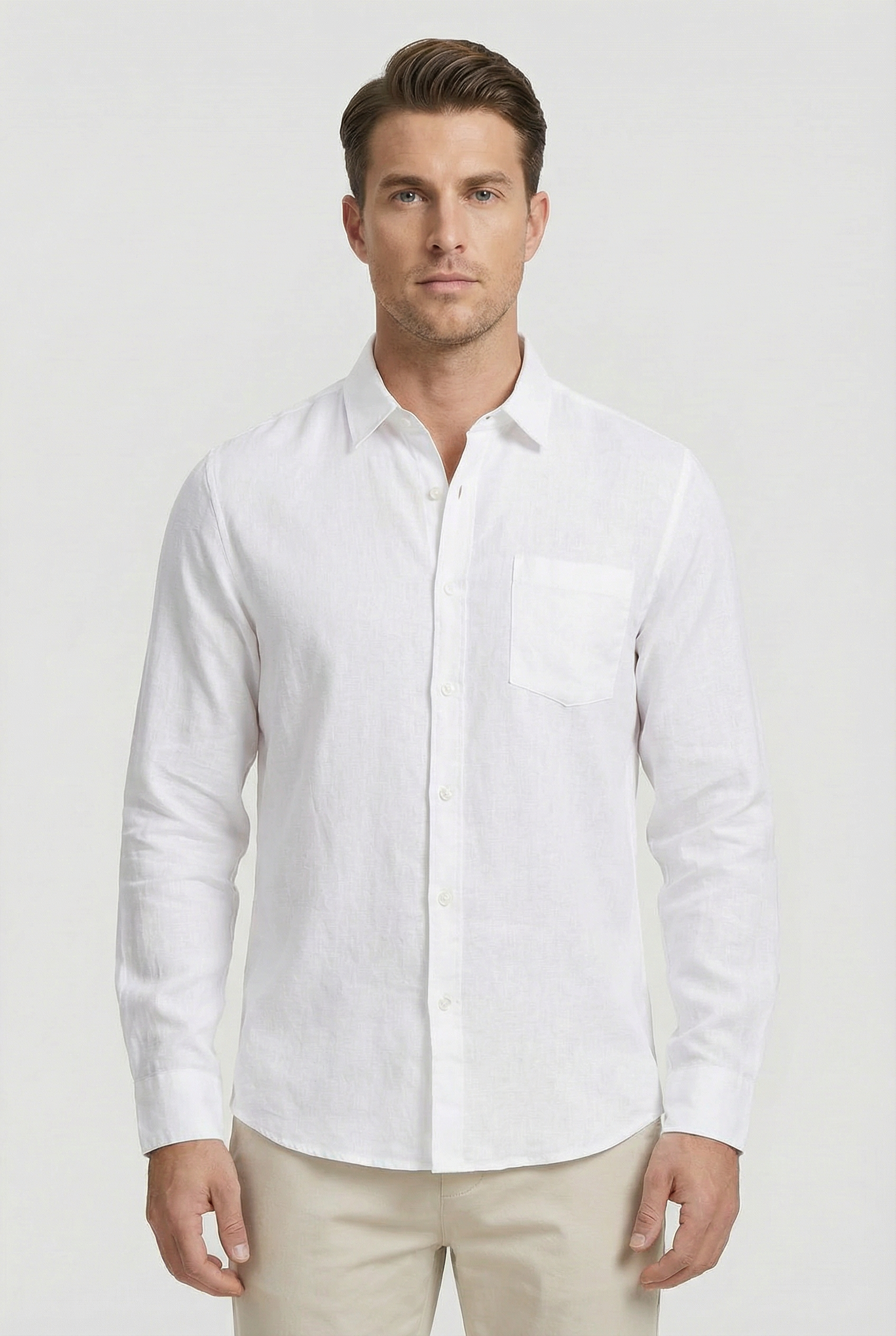 Men's Linen Shirt Lightweight Long Sleeve Relaxed Fit