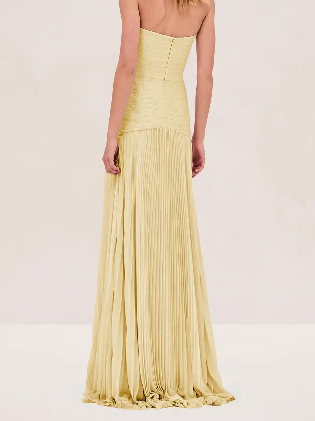 Women's Maxi Dress Strapless Pleated Formal Evening Gown