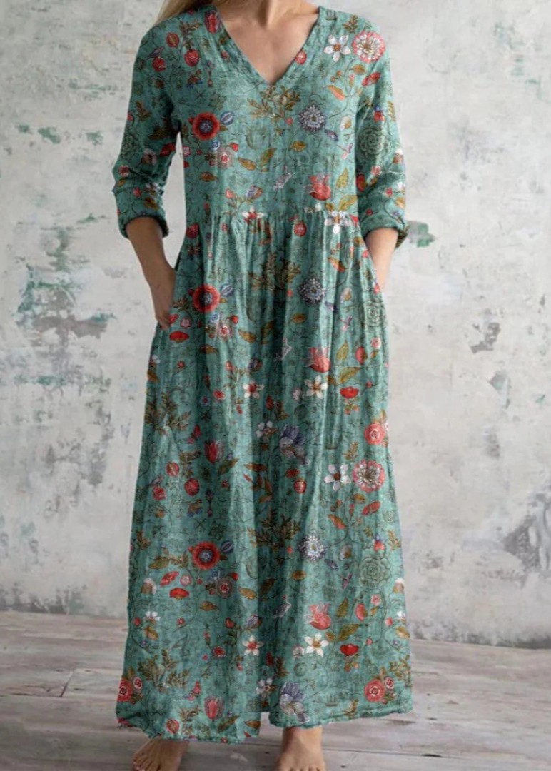Women's Floral Dress Light & Effortless V-Neck Short Sleeve Casual