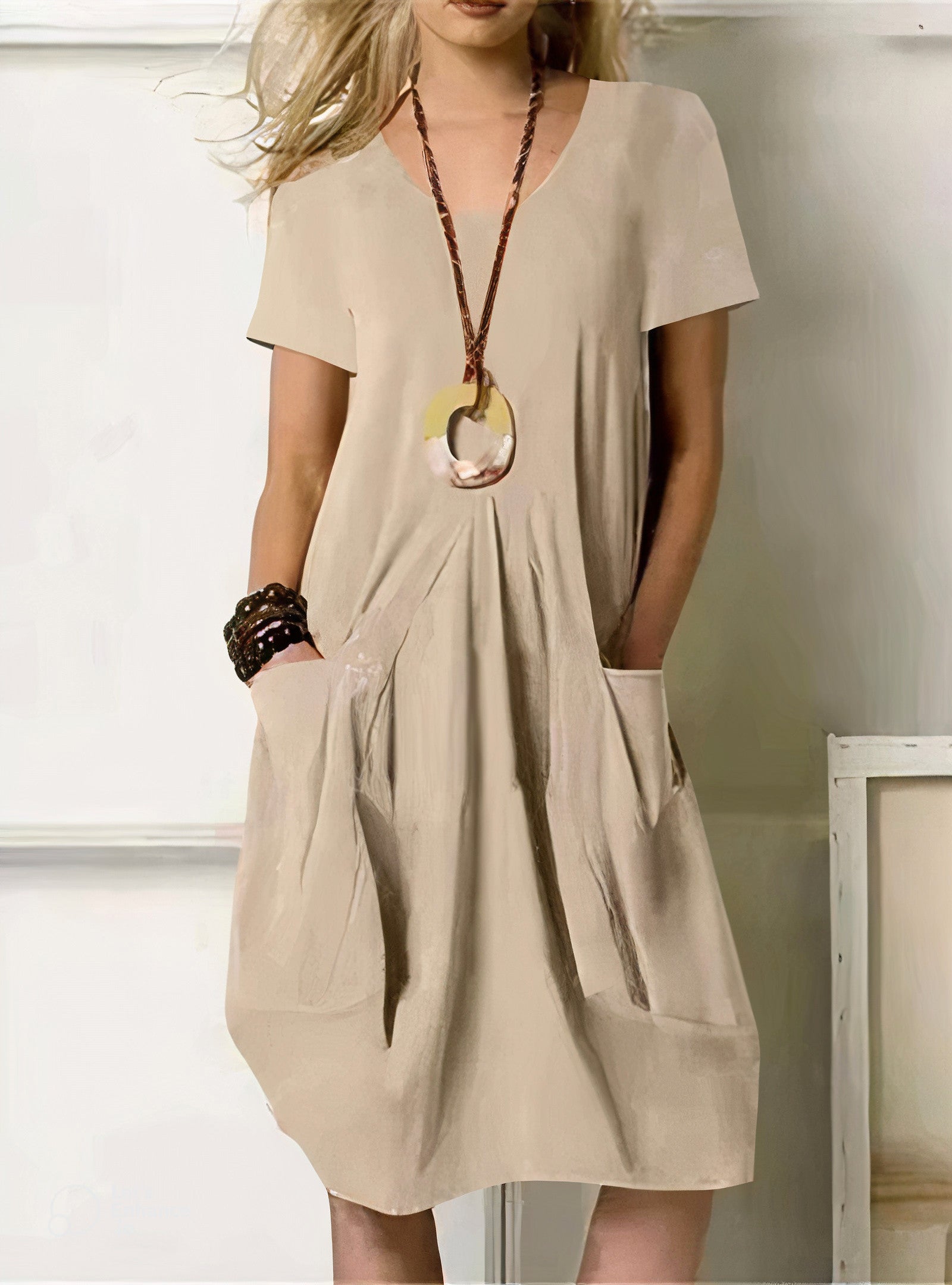 Women's Relaxed Fit Dress Short Sleeve Casual Summer