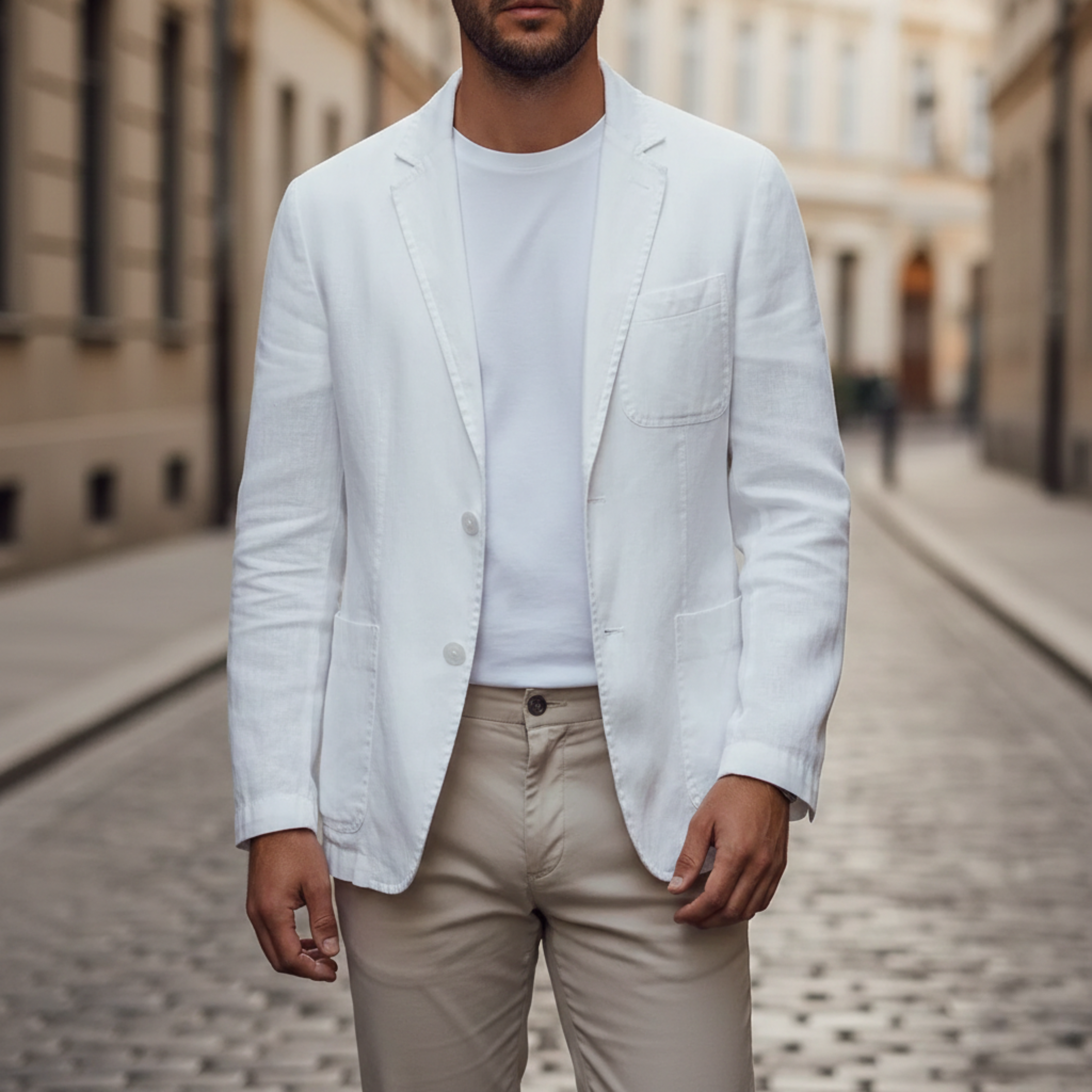 Men's Lightweight Linen Blazer Single Breasted Casual Outerwear