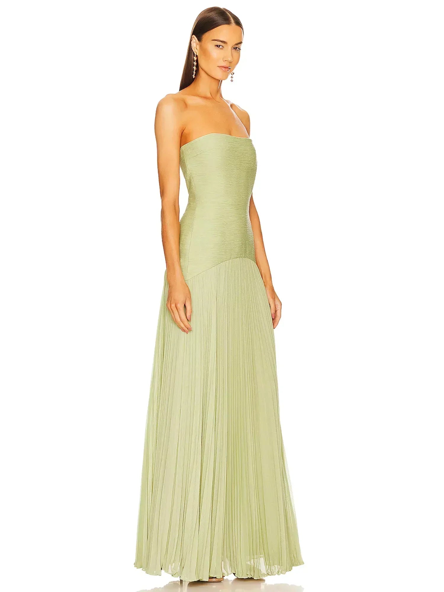 Women's Maxi Dress Strapless Pleated Formal Evening Gown