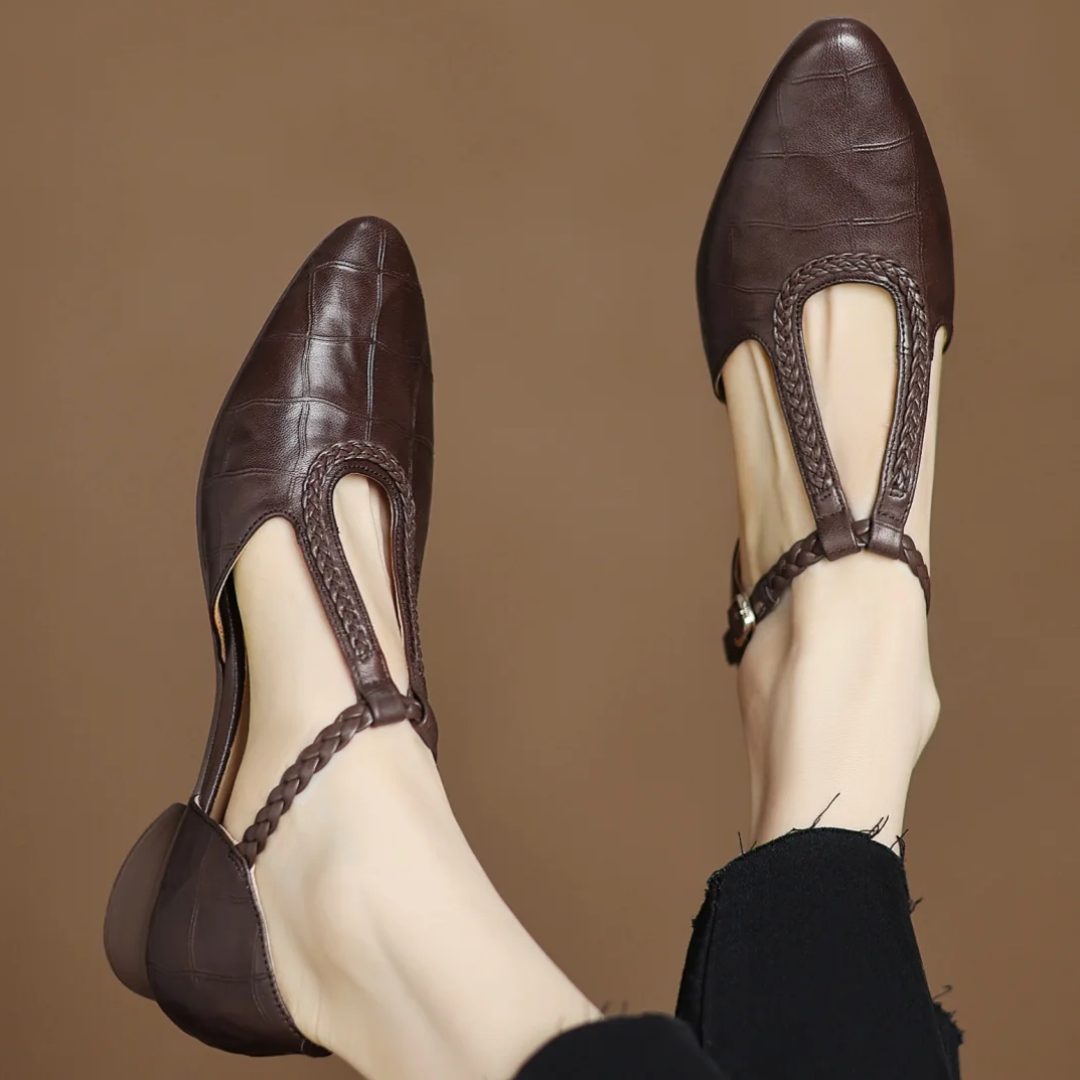 Women's T-Strap Mary Jane Flats Pointed Toe Casual Footwear