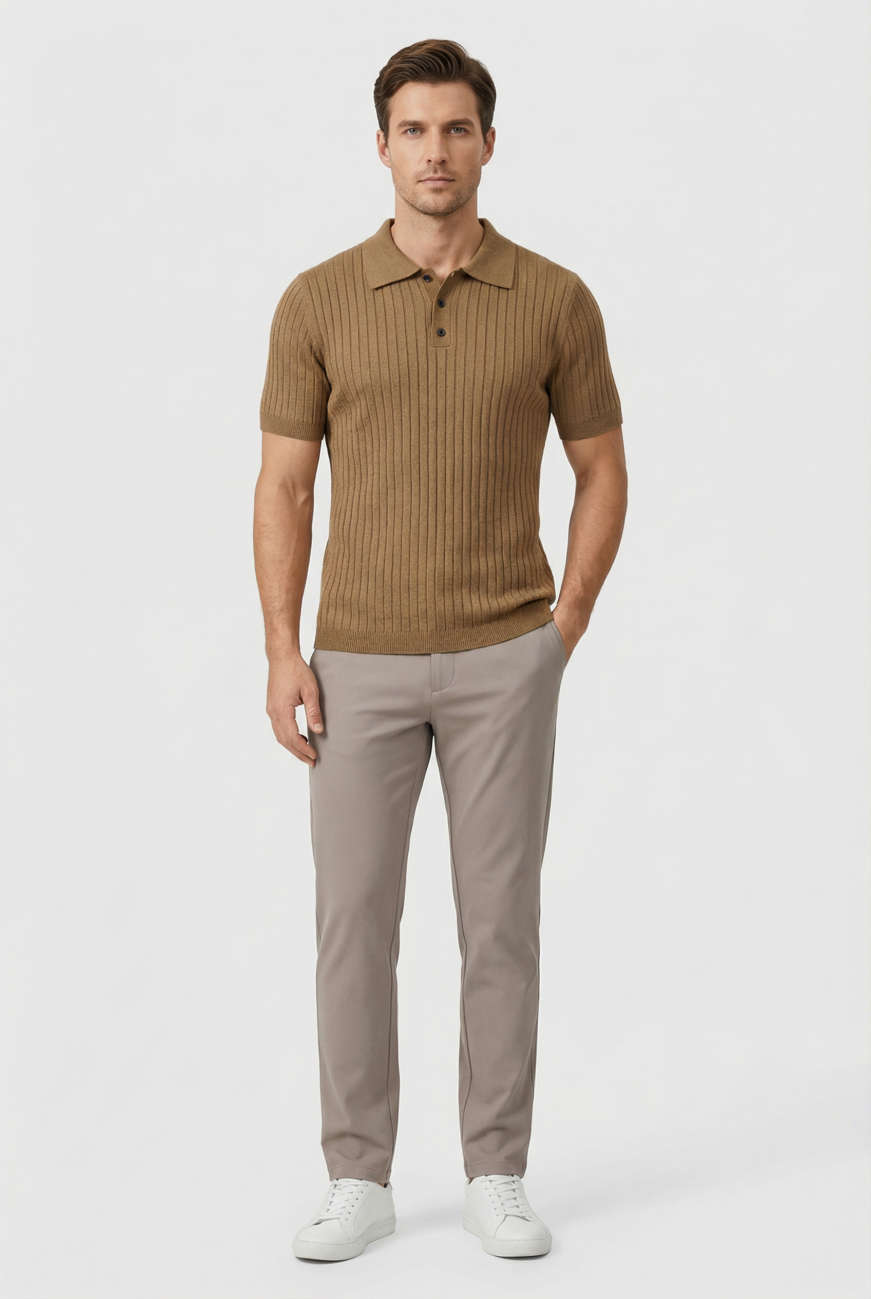 Men's Polo Shirt Cotton Knitted Short Sleeve