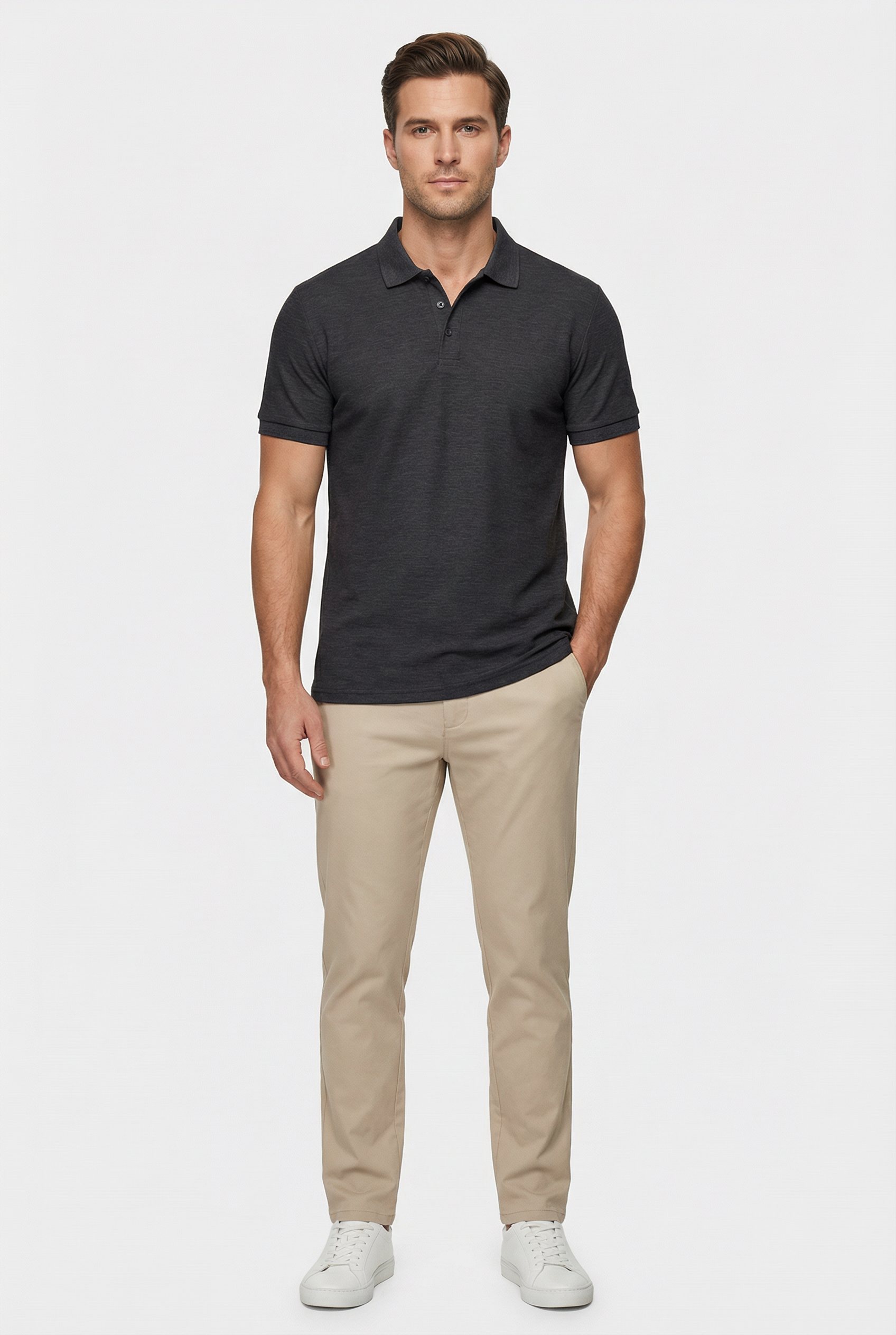 Men's Polo Shirt Cotton Blend Slim Fit Classic Collar
