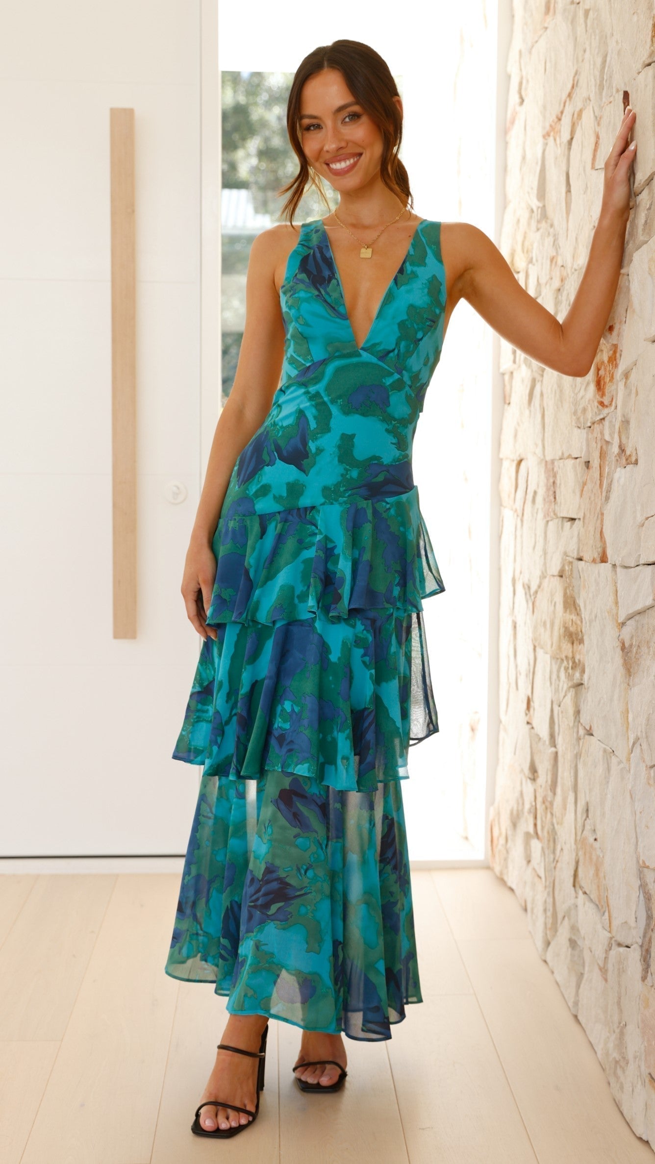 Women's Maxi Wedding Guest Dress High Slit Chic Design