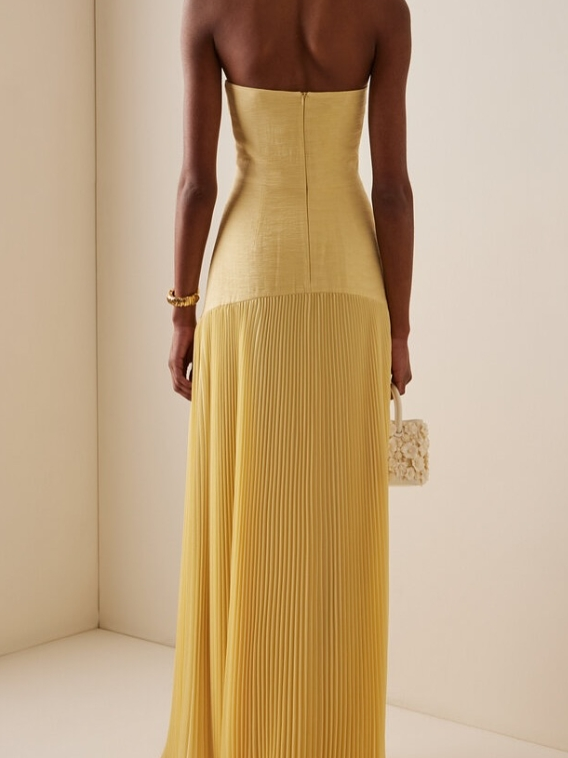 Women's Maxi Dress Strapless Pleated Formal Evening Gown