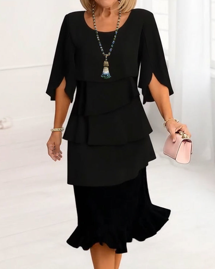 Women's Ruffle Dress V-Neck Sleeveless Midi Casual