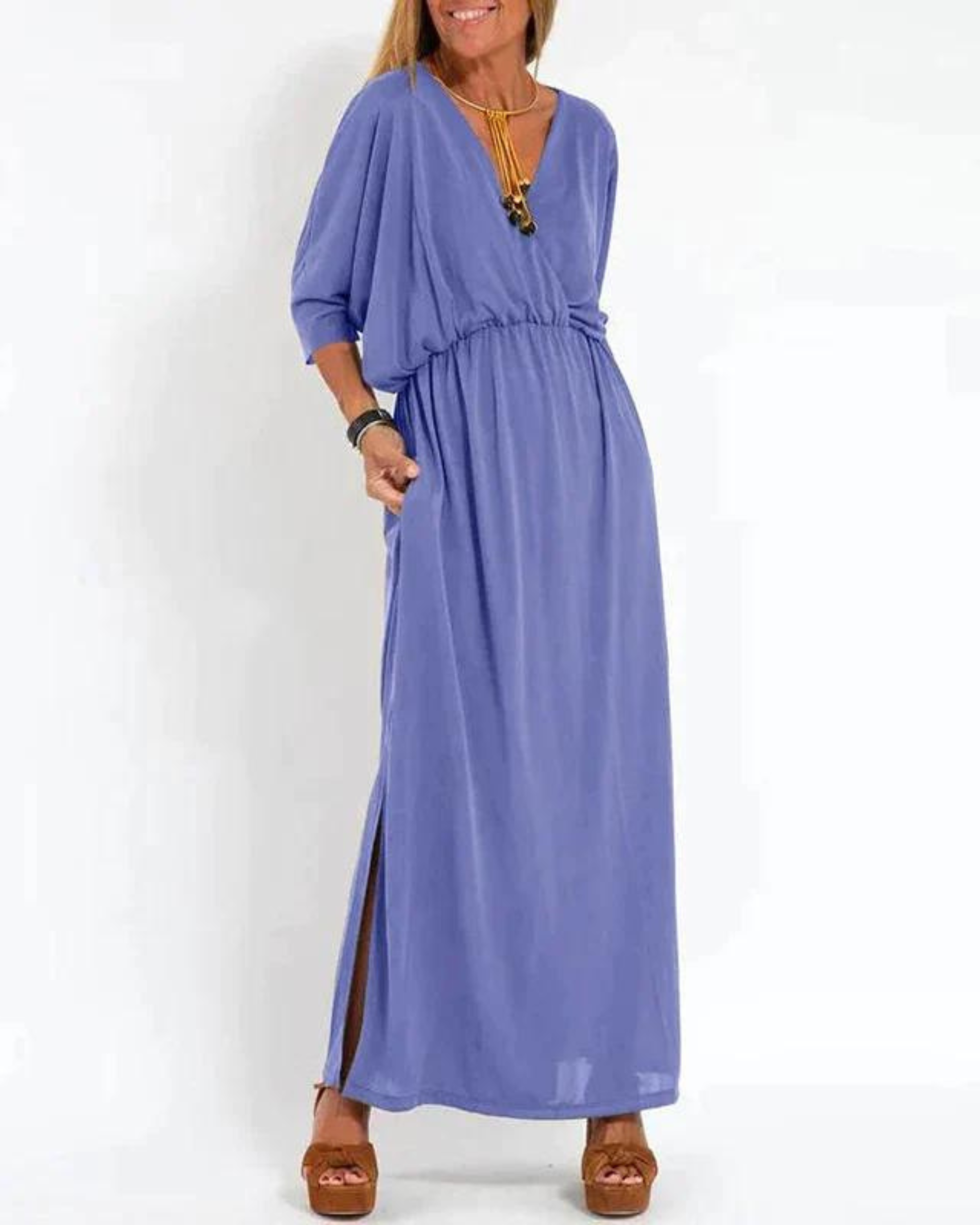 Women's Long Dress Floral Print V-Neck Sleeveless Maxi Casual