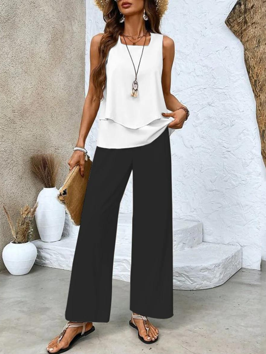 Women's Two-Piece Set | Clean Design, Short Sleeve, Casual Outfit