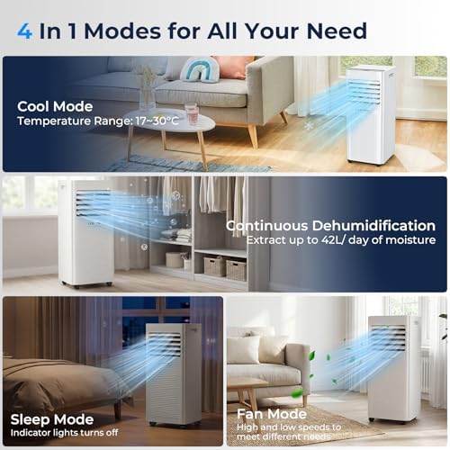 9000 BTU Portable Air Conditioner Dehumidifier Fan