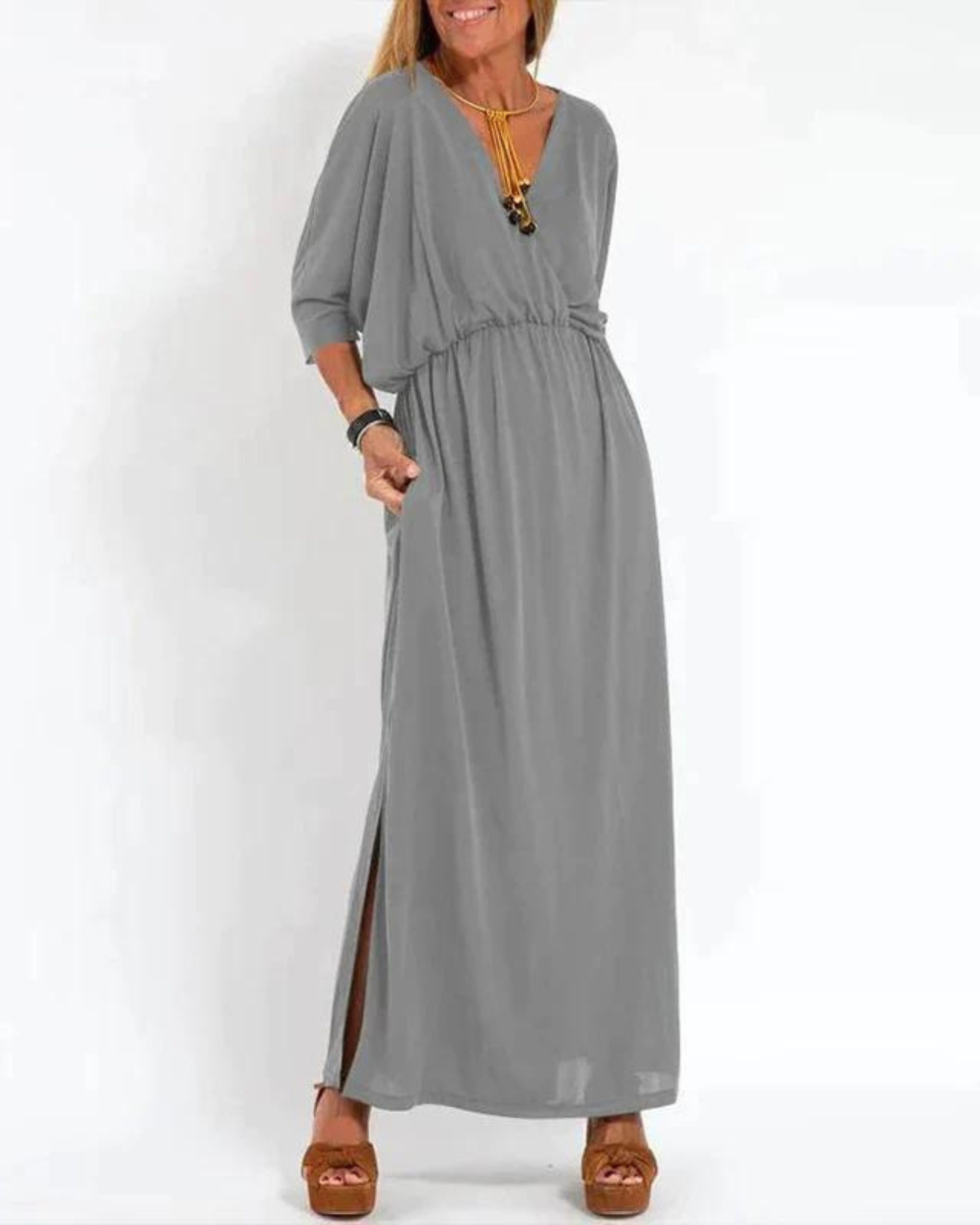 Women's Long Dress Floral Print V-Neck Sleeveless Maxi Casual