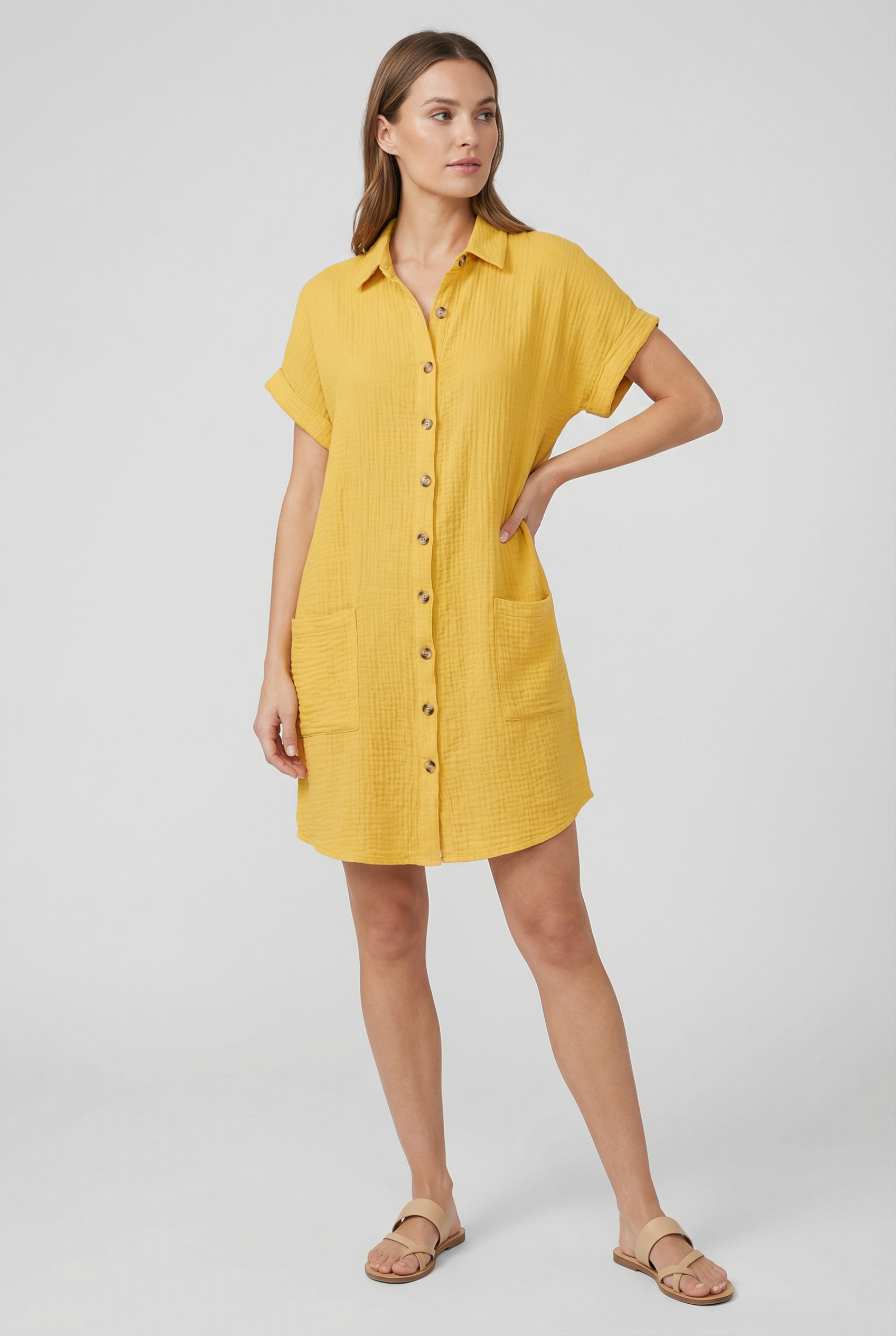 Women's Polo Shirt Dress Cotton Blend Short Sleeve