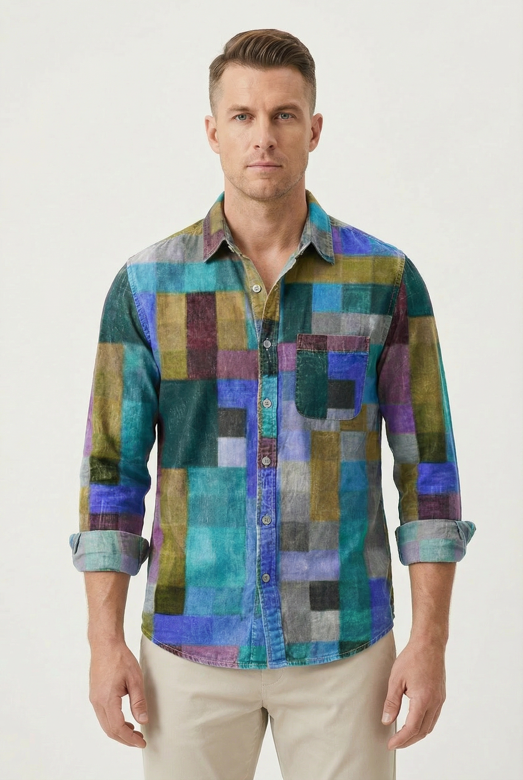 Men's Shirt Button-Up Breathable Fabric Casual Relaxed Fit