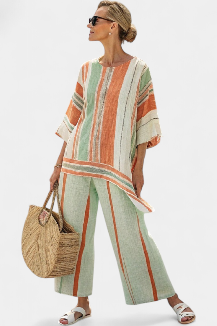 Bella | Women's Asymmetrical Top & Wide-Leg Pants Set 0