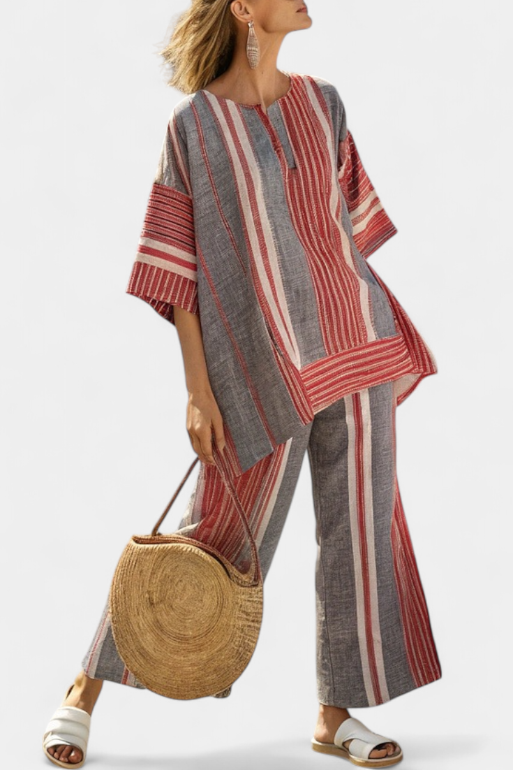 Bella | Women's Linen Wide Leg Pants Set 1