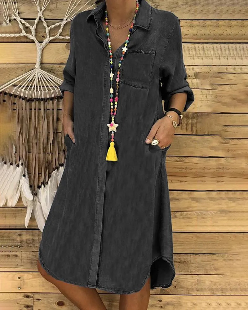 Women's Denim Shirt Dress Casual Fit