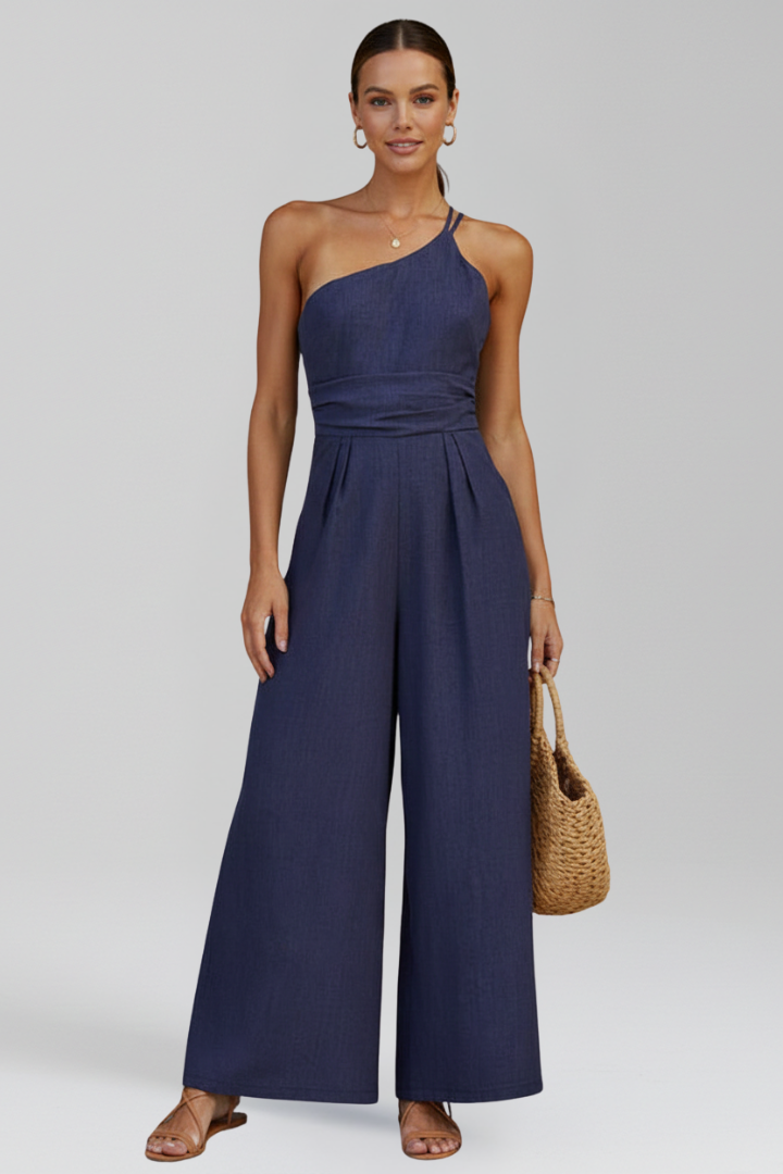 Clara | Women's Elegant One-Shoulder Wide-Leg Jumpsuit 6