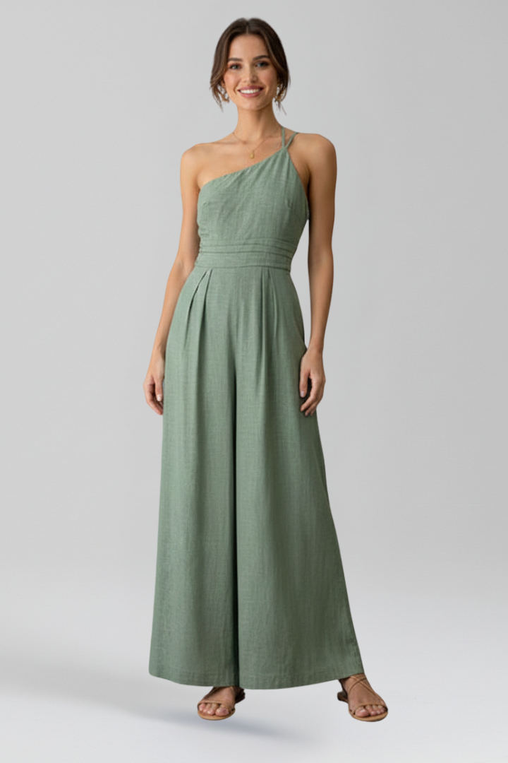 Clara | Women's Elegant One-Shoulder Wide-Leg Jumpsuit 7
