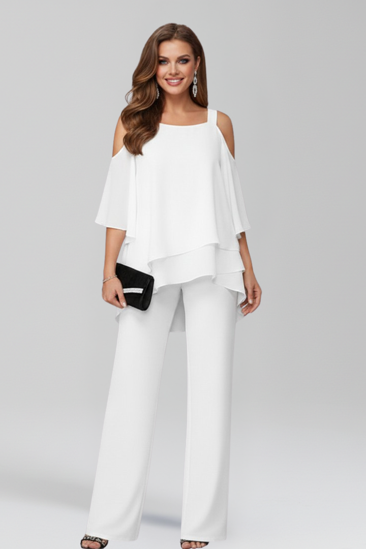 Daisy | Women's Jumpsuit Elegant Cold-Shoulder Wide-Leg 5