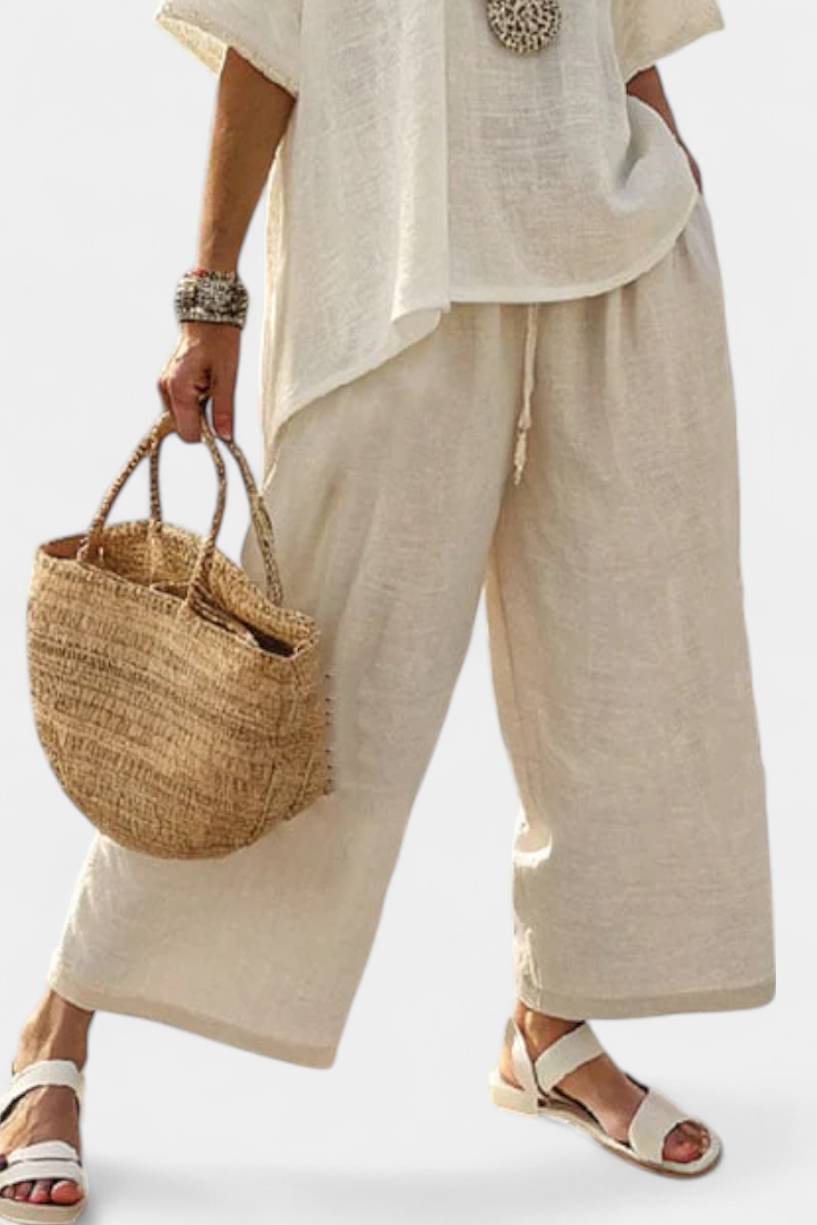 Diana | Women's Minimalist Blouse & Wide-Leg Pants Set 2