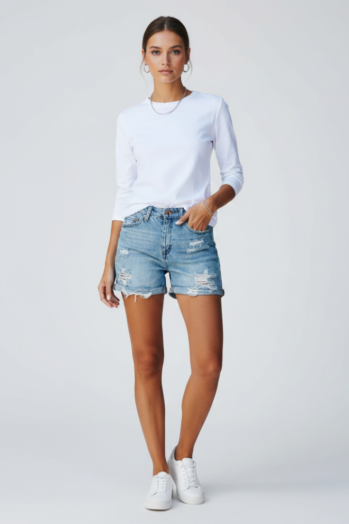 Women's Casual Shorts Distressed Fringe Hem