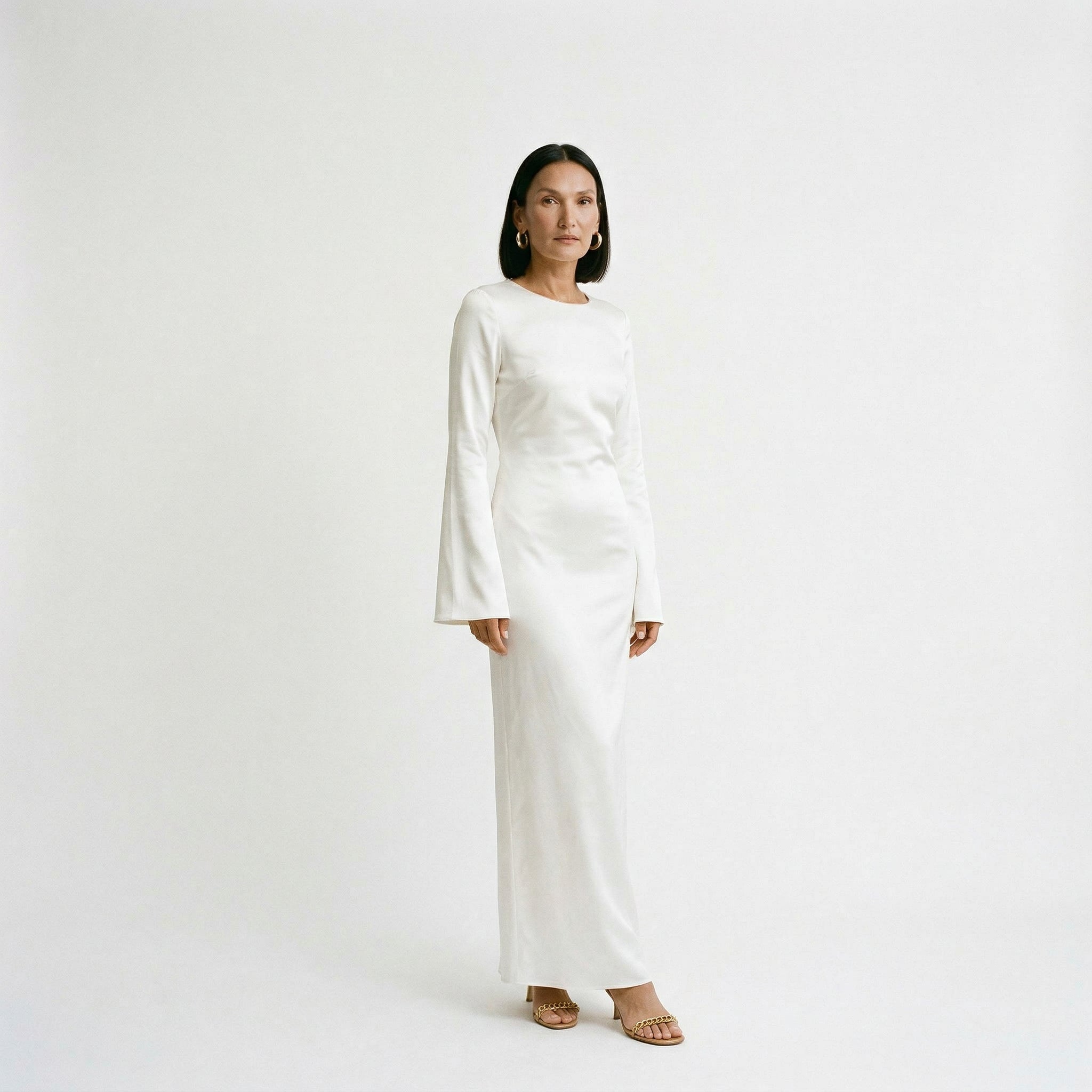 Women's Maxi Dress Long Sleeve Tie Waist Casual