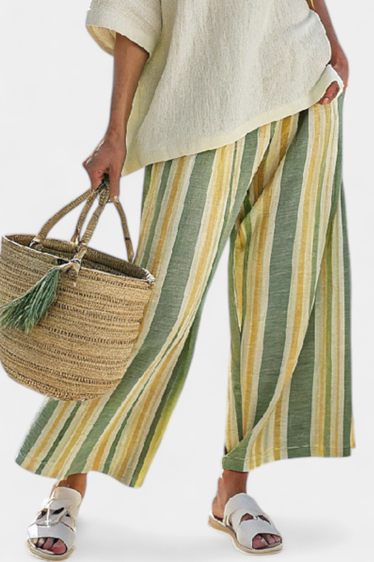 Ella | Women's Striped Linen Top and Pants Set 3