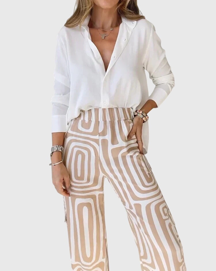 Ella | Women's Tailored Pants Set with Blouse and Belt 2