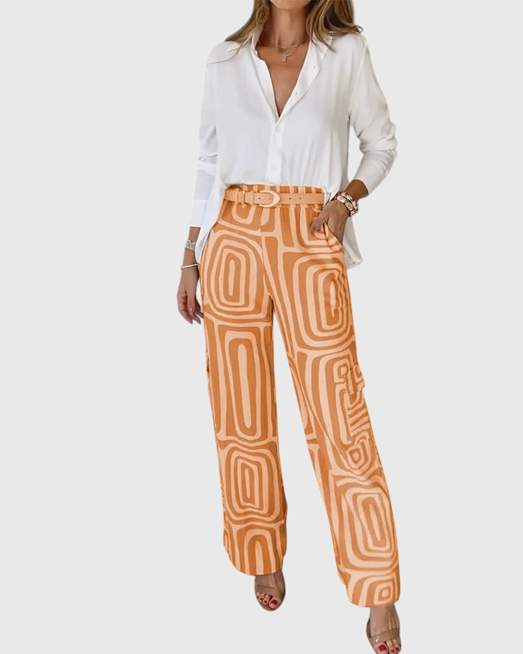 Ella | Women's Tailored Pants Set with Blouse and Belt 5
