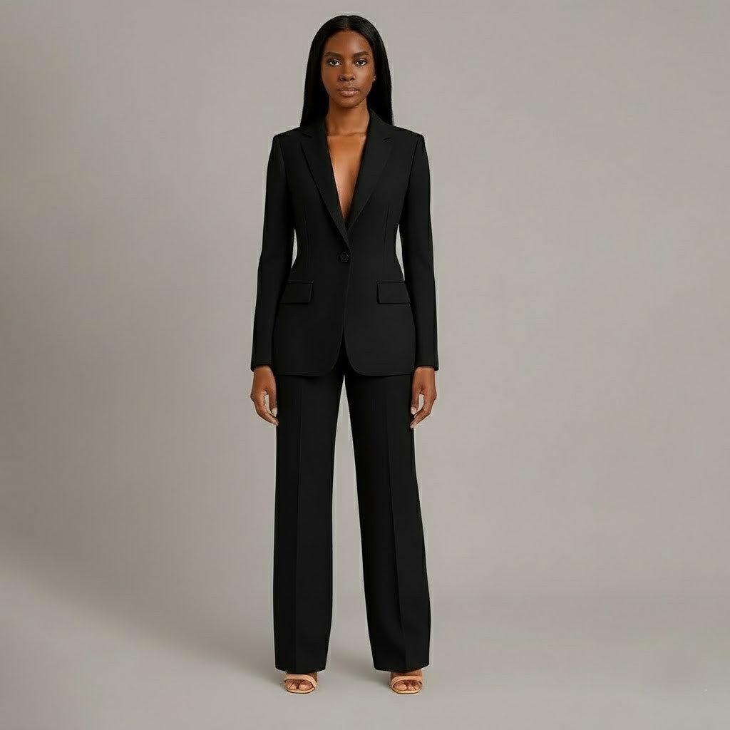 Women's Blazer Set | Button Front | Wide Leg Trousers | Casual Outfit