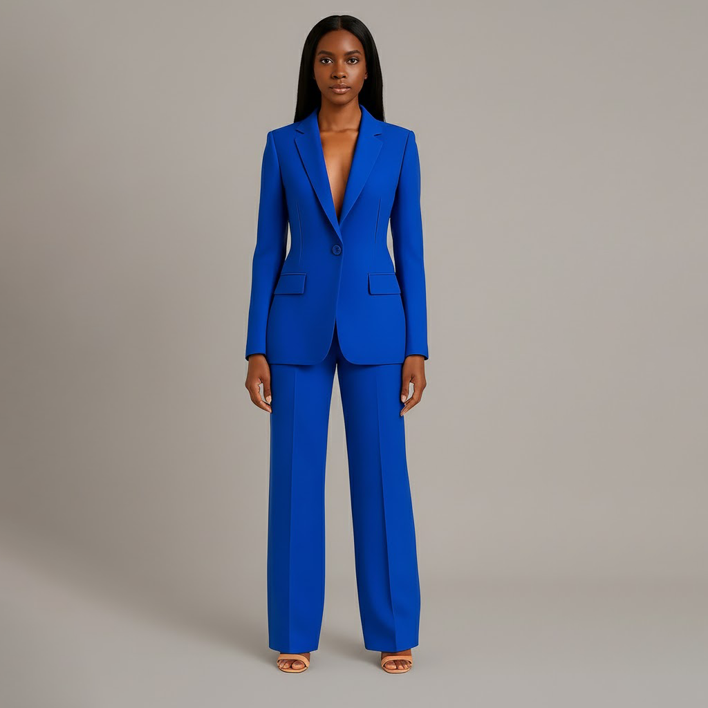 Women's Blazer Set | Button Front | Wide Leg Trousers | Casual Outfit