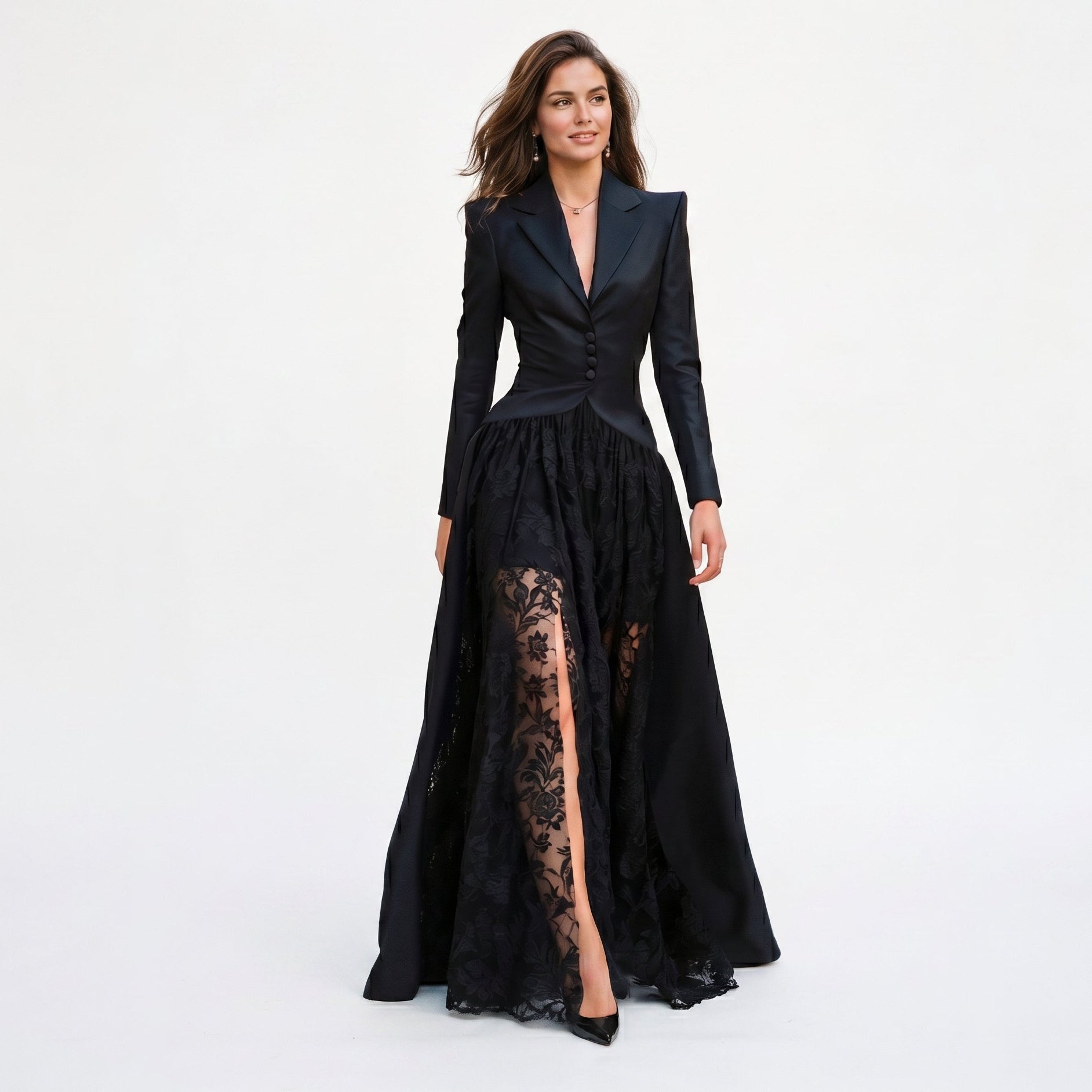 Women's Gown Set Tailored V-Neck Long Sleeve Formal Evening Events