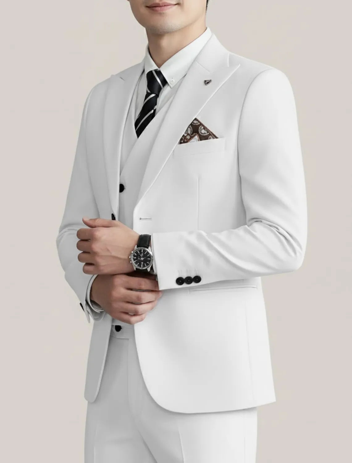 Men's Three-Piece Suit Black Formal Attire for Weddings Events