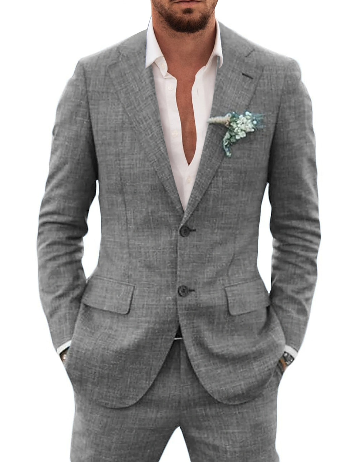 Men's Linen Suit Notch Lapel | Formal Wear