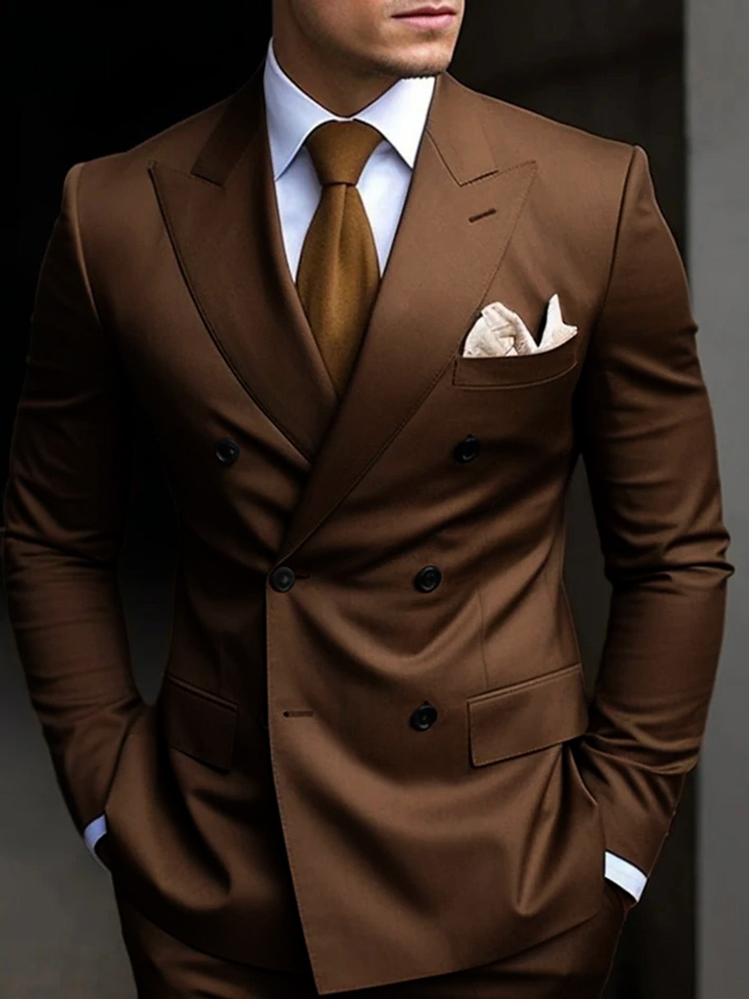 Men's Suit Double Breasted Design Cotton Blend | Formal Wear