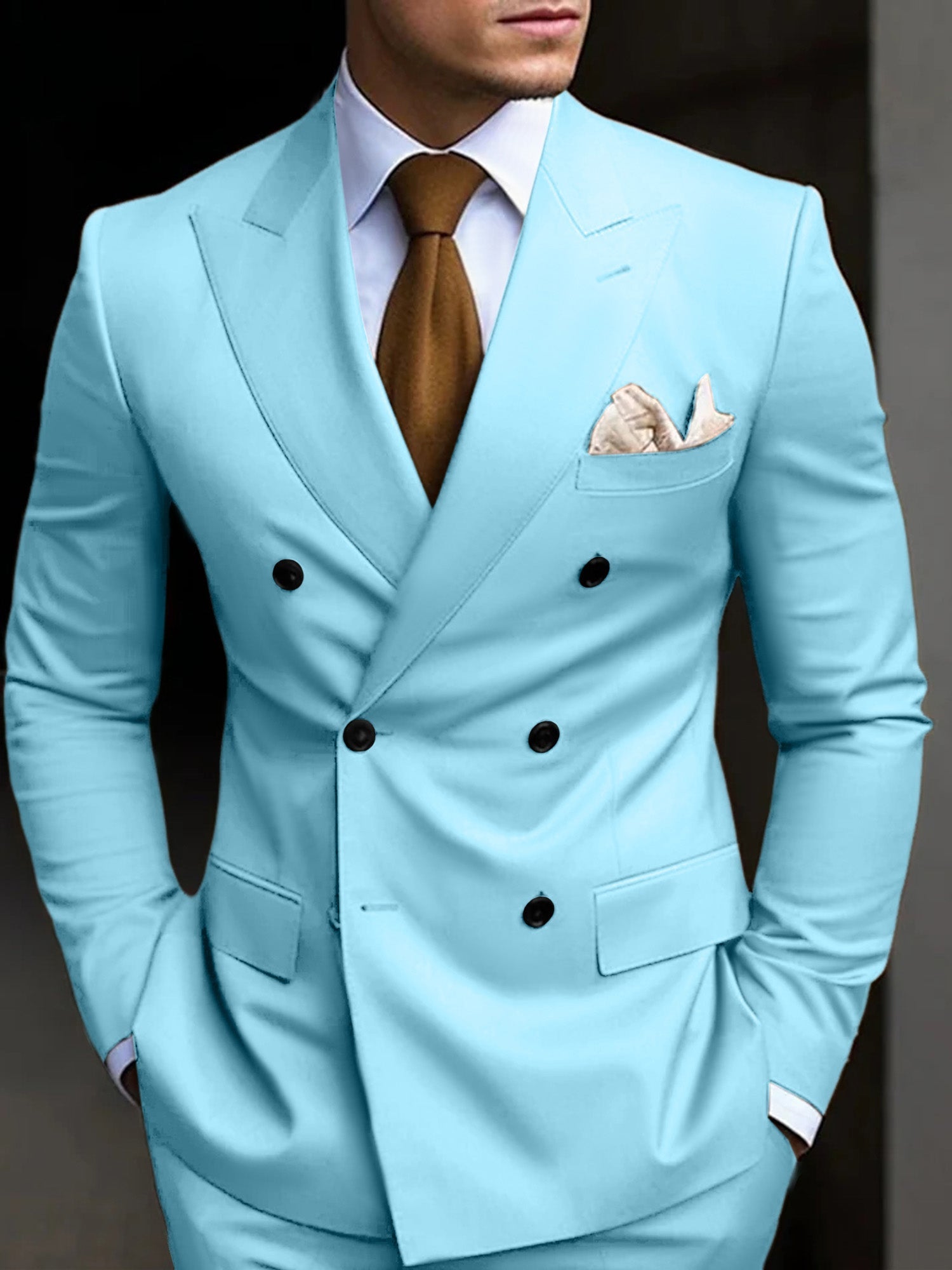 Men's Suit Double Breasted Design Cotton Blend | Formal Wear