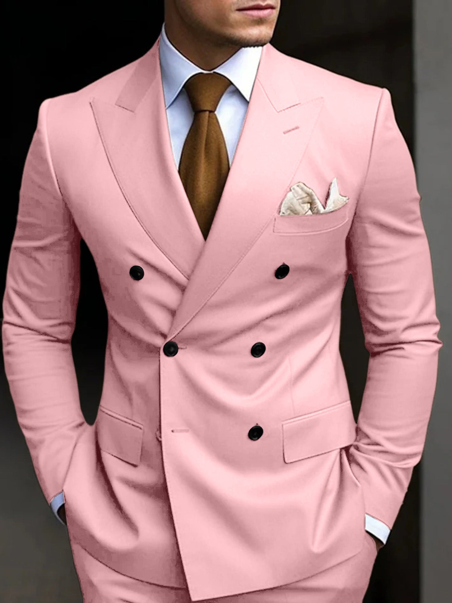 Men's Suit Double Breasted Design Cotton Blend | Formal Wear