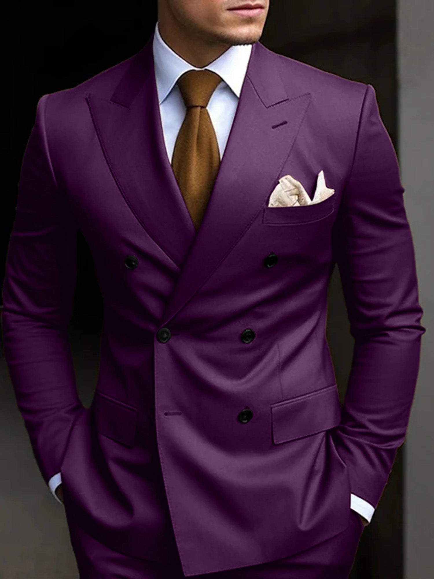 Men's Suit Double Breasted Design Cotton Blend | Formal Wear