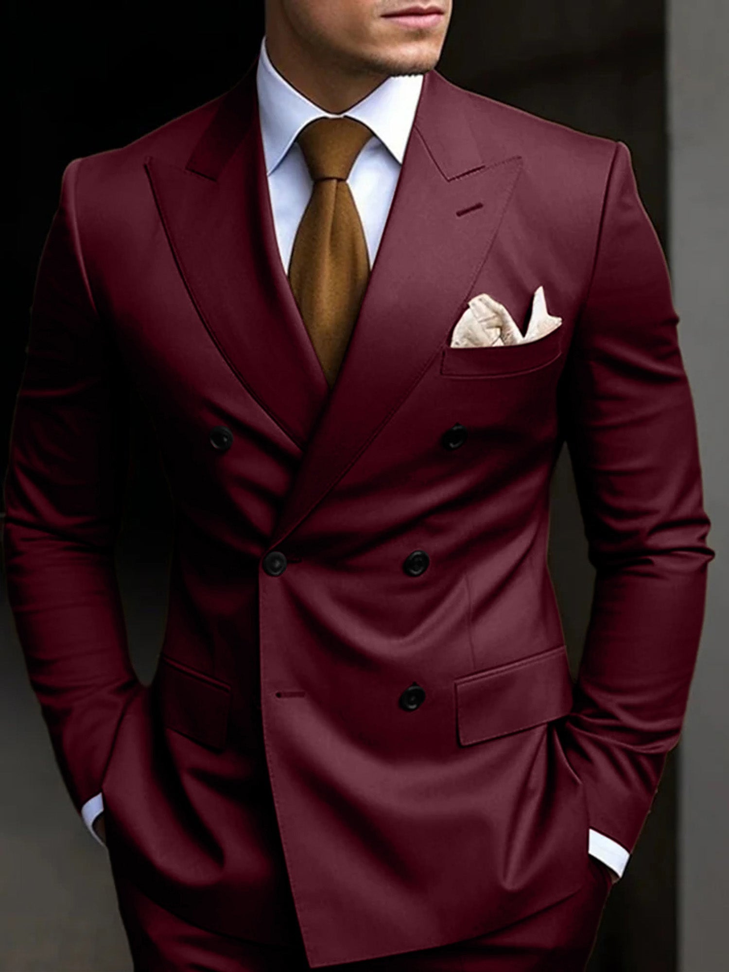 Men's Suit Double Breasted Design Cotton Blend | Formal Wear