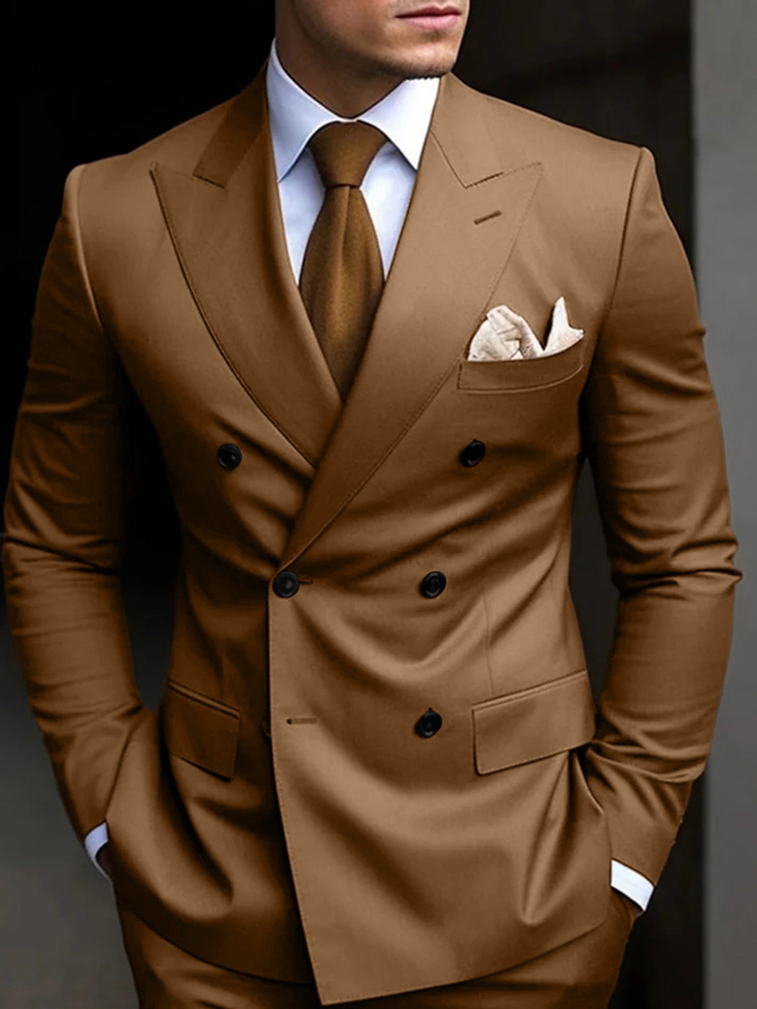 Men's Suit Double Breasted Design Cotton Blend | Formal Wear