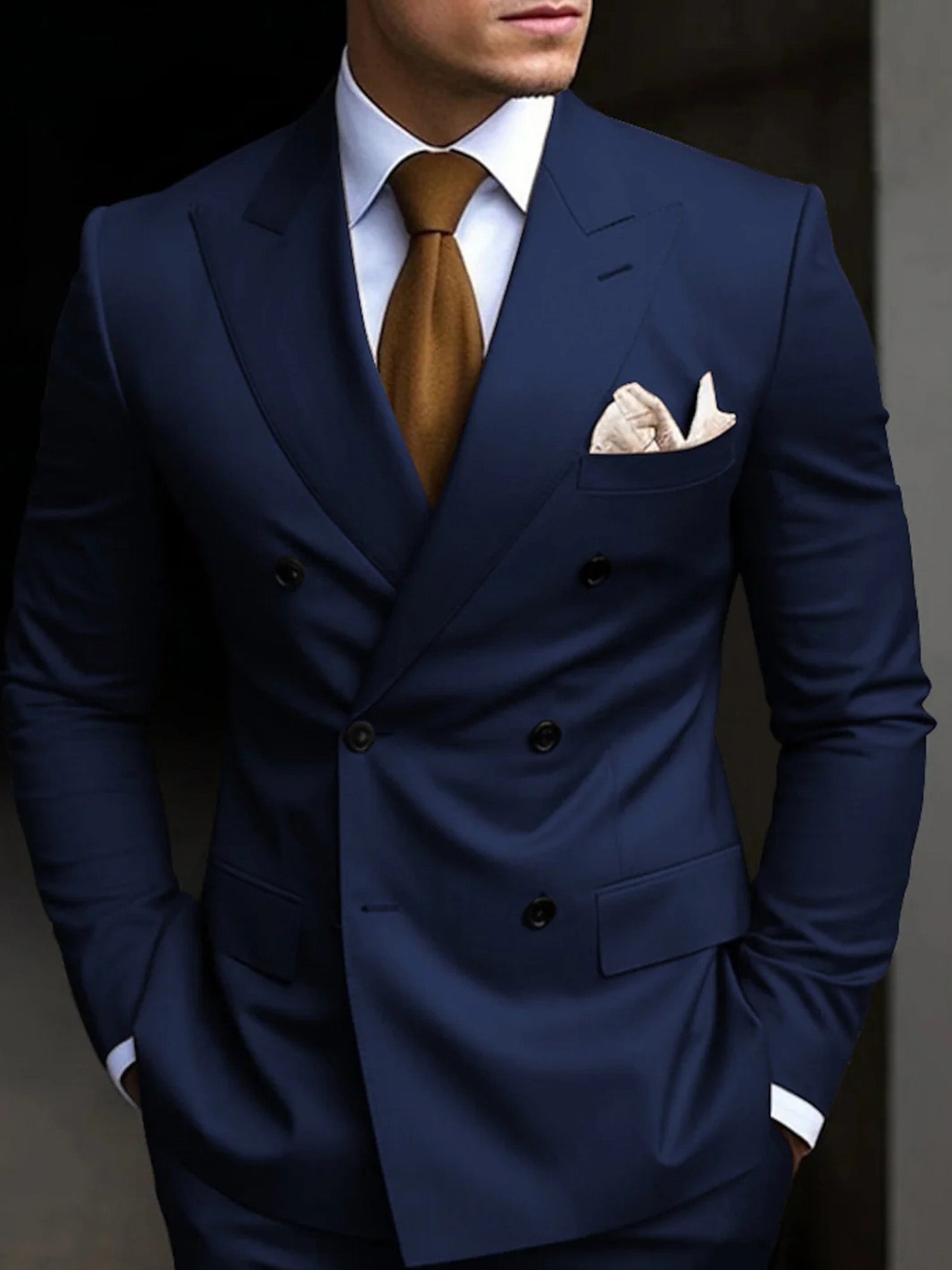 Men's Suit Double Breasted Design Cotton Blend | Formal Wear