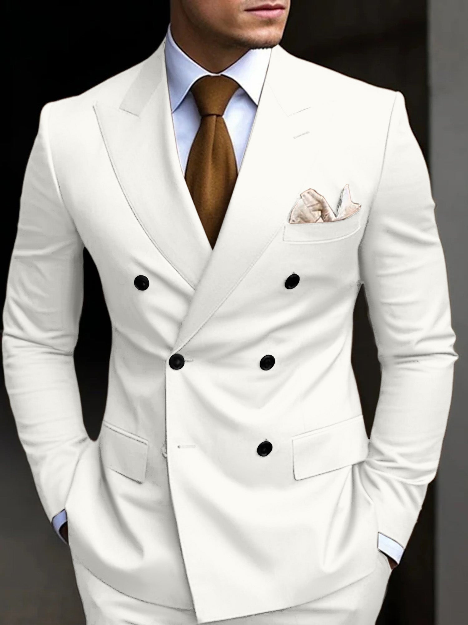 Men's Suit Double Breasted Design Cotton Blend | Formal Wear