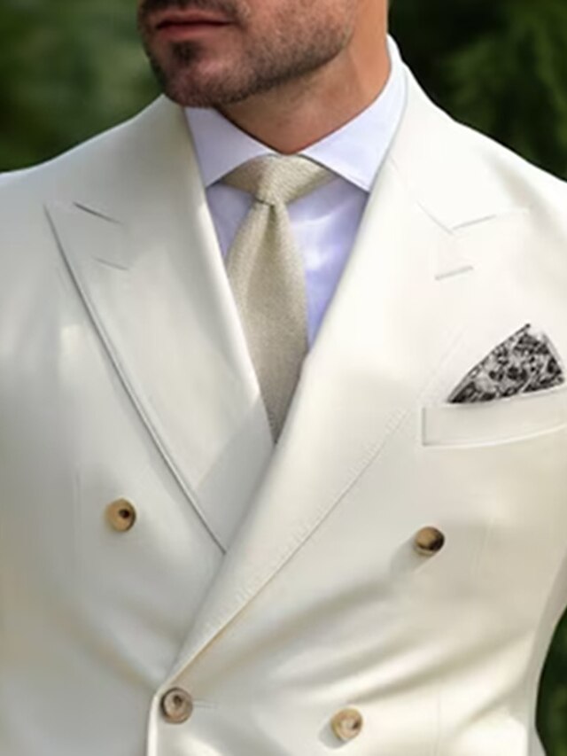 Men's Wedding Suits Double Breasted Six-Button Standard Fit 2 Piece