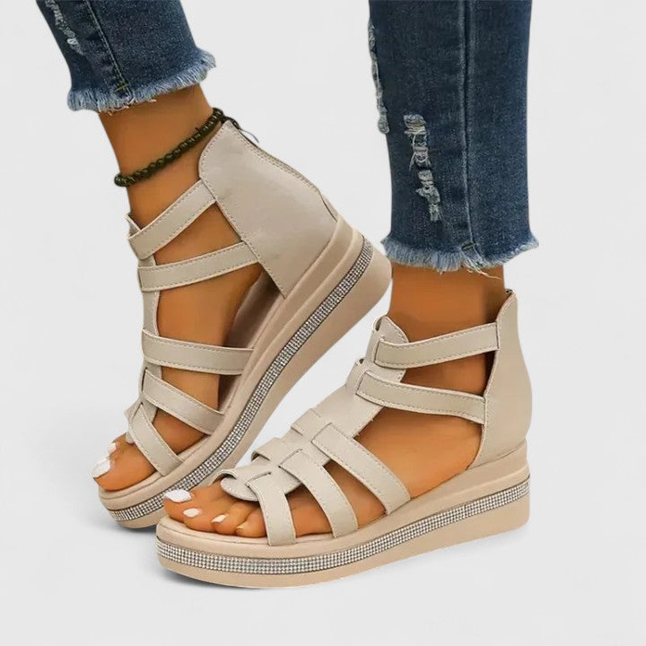 Kendra | Women's Orthopedic Wedge Sandals with Rhinestones 1