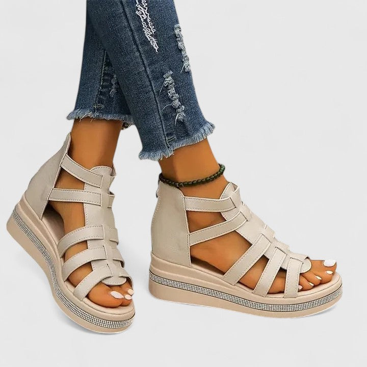 Kendra | Women's Orthopedic Wedge Sandals with Rhinestones 7