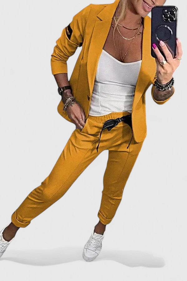 Kira | Women's Two Piece Set Elegant Blazer Joggers 13