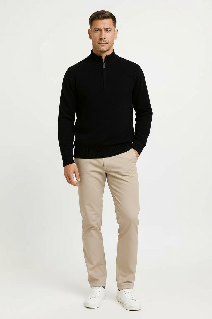 Men's Half Zip Sweater Wool Loose Fit Autumn Winter 4