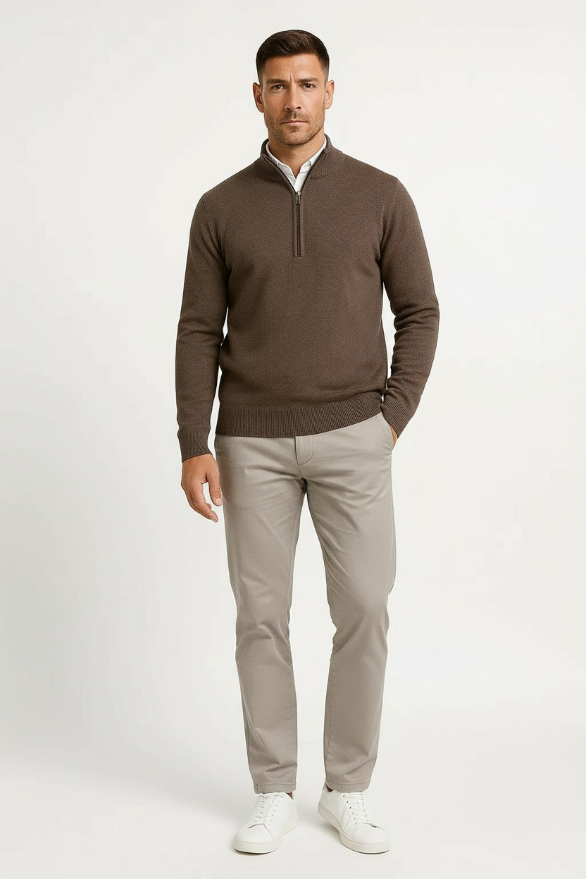 Men's Half Zip Sweater Wool Loose Fit Autumn Winter 5